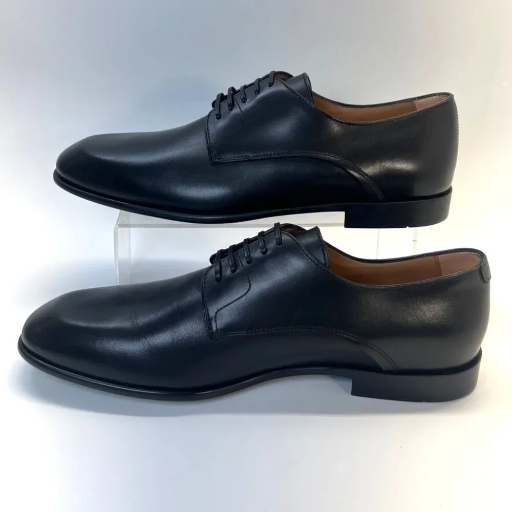 Salvatore Ferragamo Fosco Shoes Men Black Leather Shoes Size 9